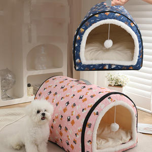 Cama <span class=keywords><strong>para</strong></span> Mascotas Antideslizante, Linda, <span class=keywords><strong>para</strong></span> Todas las Estaciones, Tipo Cueva, <span class=keywords><strong>de</strong></span> Felpa, Lavable, Portátil, Cálida, Plegable, con Relleno Extraíble - Product Image 1