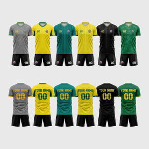Maillots de football personnalisés OEM, impression du nom du joueur, impression par transfert thermique, respirant, séchage rapide, manches courtes, unisexe, kits de football pour adultes - Product Image 2