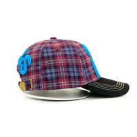 Geruite twill geborduurde baseballcap met aangepast logo, etnische strepen, unisex, verstelbaar, streetwear, dagelijkse pet