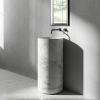 Lavabo sur colonne autoportant moderne en marbre gris Pietra Newstar pour salle de bain