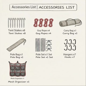 Tente moustiquaire de <span class=keywords><strong>camping</strong></span> pour 5 à 8 personnes, imperméable, idéale pour les pique-niques et activités de plein air - Product Image 5