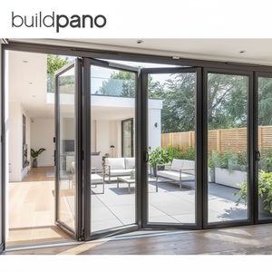 Porte coulissante pliante accordéon moderne en aluminium pour extérieur de villa, avec vitrage panoramique pour patio - Product Image 2