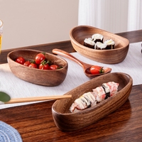 Bol en bois de noyer en forme de bateau pour légumes, bols à sushi en bois, assiettes à dessert et à fruits artisanales, vaisselle de table, saladier