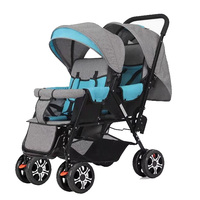 Poussette jumelle légère et pliable ZX055 meilleure vente avec grande roue arrière pour deux enfants