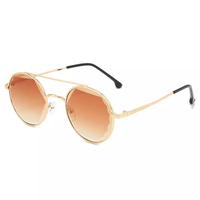 Lunettes de soleil rondes en métal pour femmes, style vintage, double pont, verres dégradés, vente en gros, lunettes de créateur de haute qualité