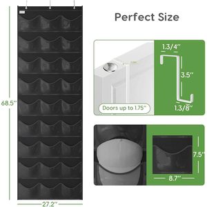 Baseball Hat Rack 27 Pocket <b>Over</b> <b>The</b> <b>Door</b> Organizer With Clear Deep Pockets For Cap Storage And Display - Product Image 2
