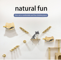 Arbre à chat mural en sisal de différentes tailles, cadre d'escalade pour chat, plateforme de saut pour chat en bois massif, meubles pour animaux de compagnie