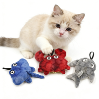 Jouets pour chats Nouvelle Tendance Série Océan Jouet en peluche crabe mignon avec rembourrage de catnip et effet froissé