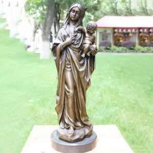 Estatua de Bronce de la Virgen María y el Niño Jesús, Artesanía Metálica Cristiana, Figura Decorativa de la Iglesia, Escultura de Santo - Product Image 5