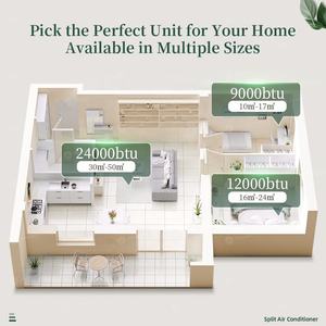 เครื่องปรับอากาศแบบมินิสปลิตอัจฉริยะ ระบบทำความเย็นและความร้อน 4 ทิศทาง พร้อมเซ็นเซอร์คู่ แผงทองคำ ใช้สารทำความเย็น R32 แรงดันไฟฟ้า 220V 50/60Hz เหมาะสำหรับโรงแรม ใช้ไฟฟ้าแรงดันต่ำ ระบบเสถียร - Product Image 2