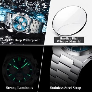 Relojes de Cuarzo con Logotipo Personalizado Drioshipping, Relojes de Pulsera para Hombre con Correa de Acero Inoxidable Luminosa a Prueba de Agua y Cronógrafo - Product Image 3