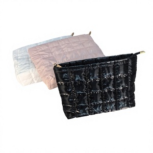 Down Cloth quilted Small <b>Pouch</b> Folding Custom Personalized Travel Zipper Makeup Cosmetic <b>Bag</b> <b>for</b> <b>Women</b> - Product Image 4