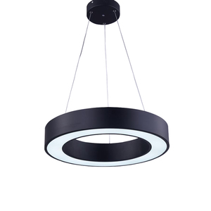 Black Round LED Pendant <b>Light</b> Aluminum Body Acrylic <b>Shade</b> Warm <b>White</b> 3500K Dimmable Living Room Ceiling Lamp - Product Image 1