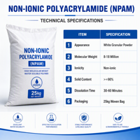 Poudre de polyacrylamide non ionique à haute viscosité, floculant pour usage industriel