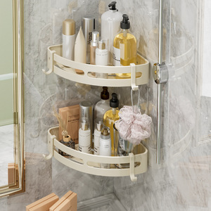 KEGAO Portasciugamani e Portaoggetti da Bagno Bianco Crema Senza Foratura, Portasciugamani da Parete, Set Accessori Bagno - Product Image 3