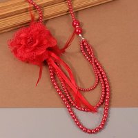 Chaîne de pull vintage 12 couleurs avec perles, fleurs et pampilles multicouches, longue chaîne de pull de luxe, collier de style français, bijoux de luxe