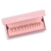 Faux ongles 3D argentés en forme d'amande, couvrance totale, en acrylique, 30 pièces, colle incluse, haute qualité