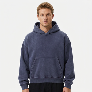 Sudadera con Capucha Extra Grande para Hombre, de Forro Polar, Color Sólido, Informal, Ajuste Holgado, Transpirable, de Algodón Ecológico, con Bolsillo - Product Image 1