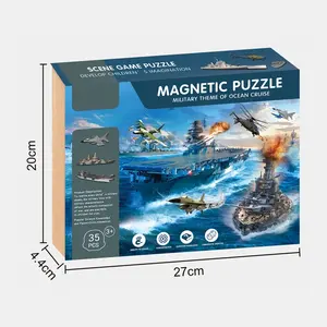 Hot Selling Educational Puzzle Toys Ocean Cruise Military Theme New Kids Magnetic Puzzle Games