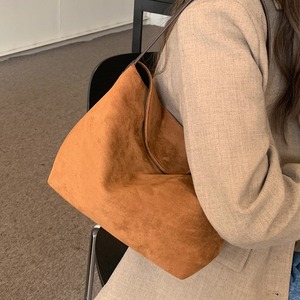 Frosted Brown Suede Small <b>Square</b> Handbag Soft Magnetic Buckle Underarm Bag For Women Everyday Outfits - Product Image 3