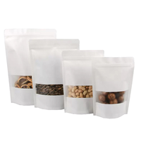 Sac en Papier Kraft Blanc Personnalisé de Qualité Alimentaire avec Fenêtre, Pochette Doypack Dépolie Refermable avec Fermeture Éclair