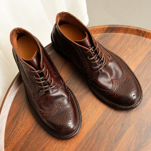 Botas de Tobillo Marrones de Alta Calidad para Hombre, Mocasines de Cuero Británico Lavado, Estilo Retro, con Cordones y Suela Goodyear, Impermeables - Product Image 6