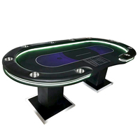 Table de Poker LED Professionnelle Sur Mesure 10 Places, Idéale pour Clubs de Poker, Casinos, Baccarat, Texas Hold'em et Jeux de Hasard de Divertissement