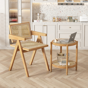 Replica di Sedia in Rattan Stile Vintage: Poltrona <span class=keywords><strong>Pierre</strong></span> in Rattan con Braccioli, Sedia da Pranzo Nordica in Rattan, Poltrona da Salotto - Product Image 5