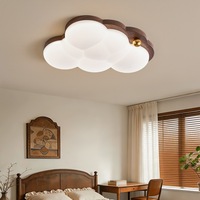 Lampu Plafon LED Warna Walnut Vintage Model Awan untuk Kamar Tidur, Kamar Anak, Ruang Belajar