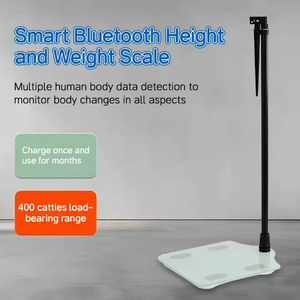 Báscula Personal con Tecnología BT y Estadímetro LED, Capacidad <span class=keywords><strong>de</strong></span> 180 kg, Rango <span class=keywords><strong>de</strong></span> Altura <span class=keywords><strong>de</strong></span> 70-190 cm, Báscula <span class=keywords><strong>de</strong></span> Baño para Peso y Altura - Product Image 3