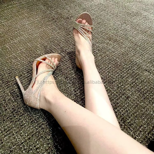 Precio con Descuento, Nuevas Sandalias de Tacón Alto con Pedrería, Estilo Hada, Francesas, Sexys, con Punta Abierta - Product Image 5