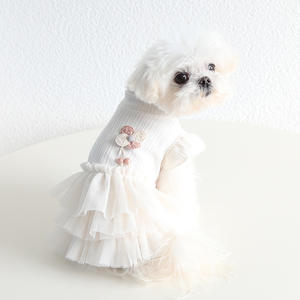 Robe de mariée romantique florale pour <span class=keywords><strong>chien</strong></span> et chat, style printemps-été, robe de princesse douce, vêtements pour animaux de compagnie - Product Image 6