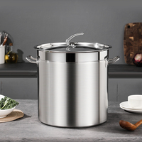 Fournitures hôtelières de haute qualité, marmites à soupe et à bouillon, grande capacité, double poignée avec couvercle, en acier inoxydable, forme ronde