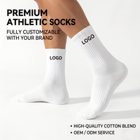 Chaussettes de sport athlétiques personnalisées avec logo, chaussettes de fitness en coton blanc et noir pour hommes, chaussettes de gym avec coussinets, OEM ODM, vente en gros