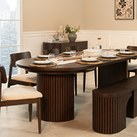 Table à manger moderne en bois massif avec longueur réglable pour salle à manger et réceptions à domicile