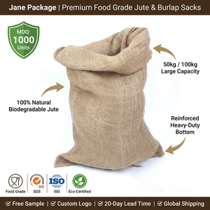Sacos de Yute <span class=keywords><strong>Natural</strong></span> Personalizados con Logotipo, de Grado Alimenticio, de 50 kg y 100 kg, para Agricultura, Marca Jane - Product Image 3