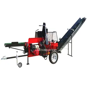 Top Quality 27Ton Gasoline Engine Firewood Processor Log Splitter Timber Processor with Hydraulic Feeding Conveyor