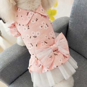 Fabricante al por mayor Rosa gris sol flor hecho a mano Bowknot ropa para mascotas vestido para perros - Product Image 2