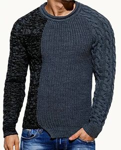 Pull de couleur contrastante pour hommes-design contrasté noir et blanc, manches longues avec ourlet irrégulier tenue décontractée automne et hiver - Product Image 2