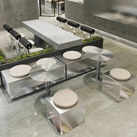 Ensemble de mobilier modulaire OEM/ODM en acier inoxydable pour restaurants commerciaux, cafés, salons de desserts et banquets : tables et chaises