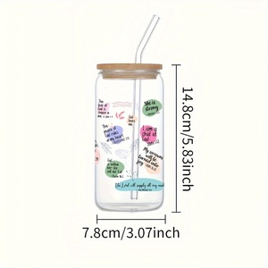 โถแก้วพร้อมฝาไม้ไผ่และถ้วยแก้วอเนกประสงค์นำกลับมาใช้ใหม่ได้สร้างแรงบันดาลใจคัมภีร์ไบเบิล - Product Image 3