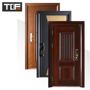 Dernière conception de la Turquie <span class=keywords><strong>Porte</strong></span> en bois en acier blindé Entrée de sécurité extérieure Portes en acier turques <span class=keywords><strong>Prix</strong></span> - Product Image 1
