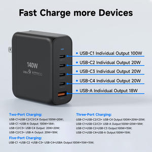 Di alta qualità 140W 100W caricatore Super veloce GaN 20W 45W Cargador 4 a1c tipo C caricabatterie rapido 120W ricarica telefono per Xiaomi - Product Image 6