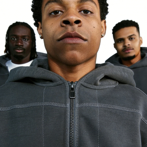 Ensemble survêtement homme personnalisé OEM/ODM avec logo, en coton épais 450 GSM, surpiqûres contrastées, coupe oversize, effet délavé minéral - Product Image 3