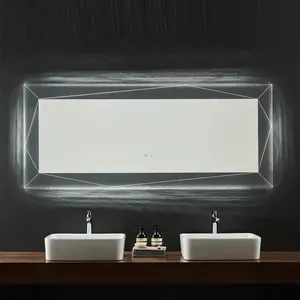 Venta caliente Bluetooth Pantalla de visualización de tiempo Smart Touch LED Iluminado Vanidad Espejo de baño Desempañado Espejo LED