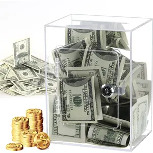 Custom Openable Piggy Banks Clear Saving Money Box Acrylic Piggy Bank with Lock for Adults Kids Gift