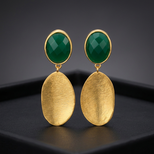 ต่างหูหยดน้ำออนิกซ์แบบชุบทอง 14K สำหรับทุกเพศ - Product Image 4