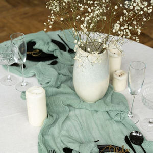 Chemin de table élégant en étamine bleue avec motif imprimé tissé pour les dîners formels Mariages Espaces extérieurs de Noël - Product Image 6