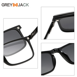 Lunettes de soleil Greyjack à monture carrée en TR90, unisexes, avec verres magnétiques interchangeables, polarisées, protection UV - Product Image 3