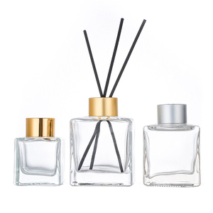 Wholesale Factory Price Empty Clear Square 50ml 100ml 150ml Glass Fragrance <strong>Diffuser</strong> Bottle <strong>Reed</strong> Sticks Screw Cap Eco-friendly - Product Image 2
